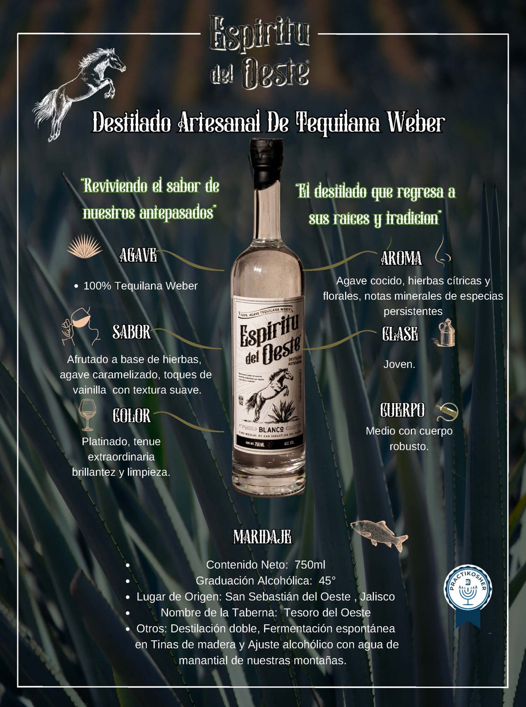 Destilado de Agave Azul Espíritu del Oeste